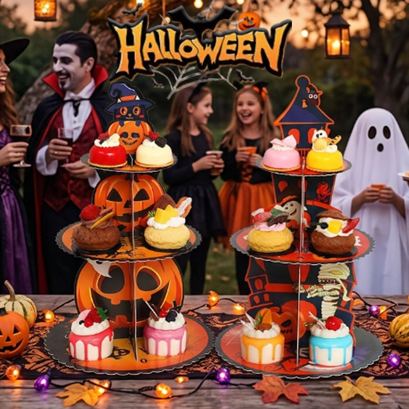 Spider Web Halloween Decoration - 1-4 SZT. 3-poziomowy stojak na desery