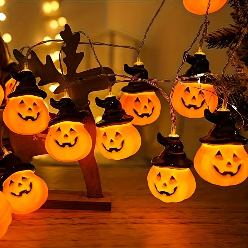 Halloween Led String Lights Orange - 1.5M/59.06in Halloweenowe Lampki Dyniowe LED, Lampki