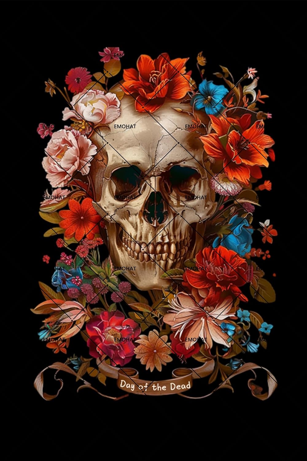 Halloween Skeleton Decoration - EMOHAT Metalowy Znak Czaszka Gotycki Kwiat