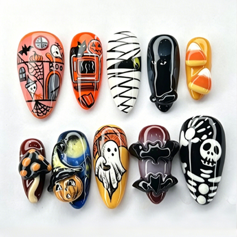 Halloween Skeleton Decoration - 30 sztuk nowych sztucznych paznokci w
