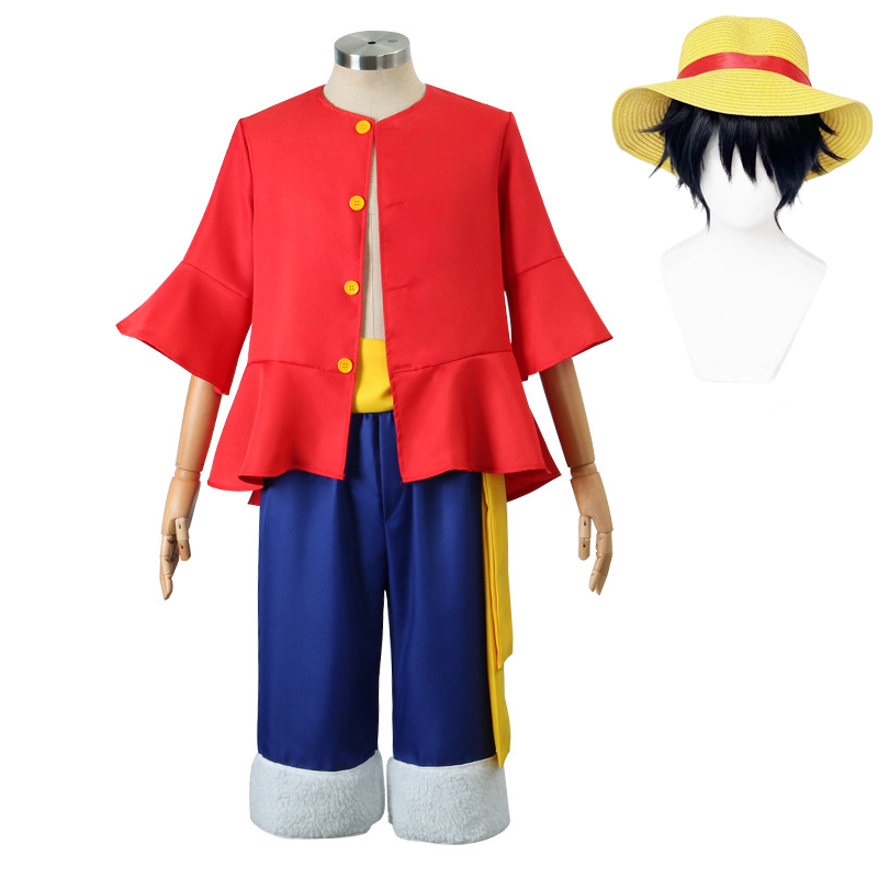 Halloween Costume Kids - Kostium Cosplay Luffy Kapelusz Peruka Anime