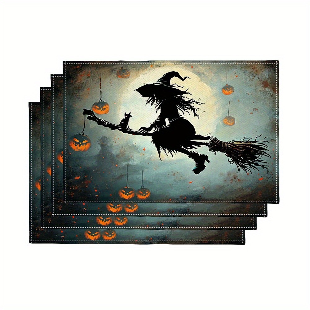 Pumpkin Lantern Halloween - Zestaw 4 upiornych podkładek na stół