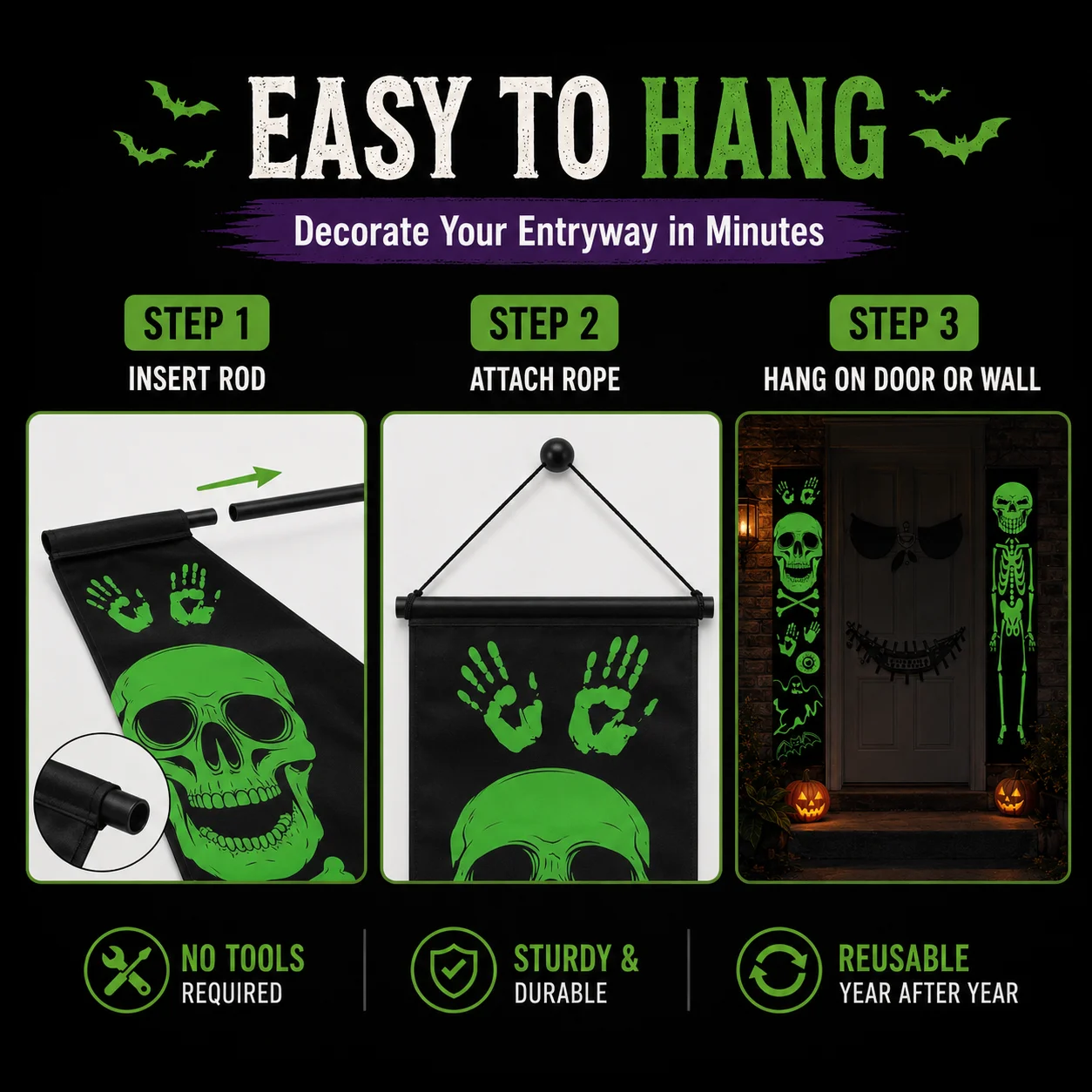 2 sztuki świecących w ciemnośc – Halloween Skeleton Decoration recenzja i cena