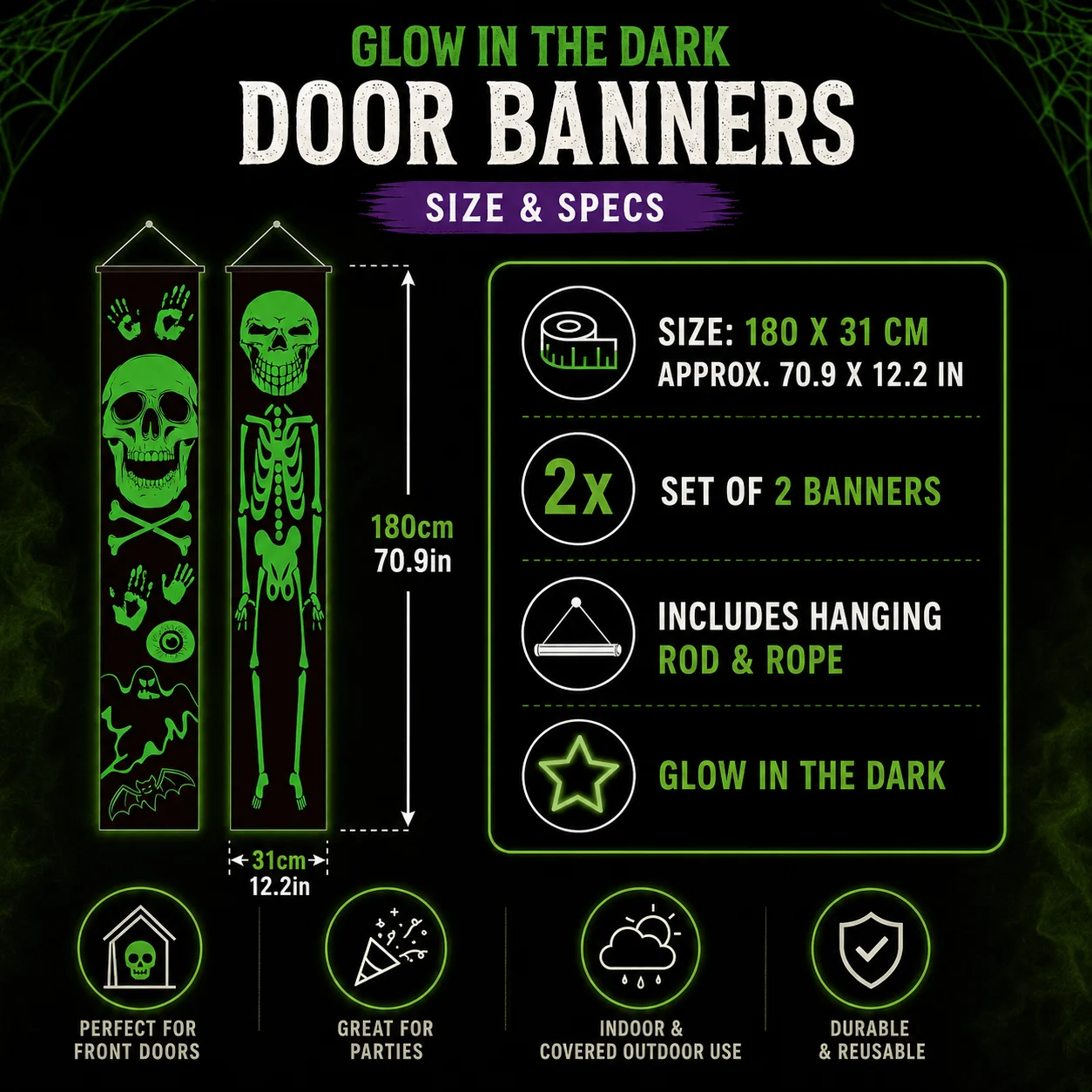 2 sztuki świecących w ciemnośc – Halloween Skeleton Decoration recenzja i cena