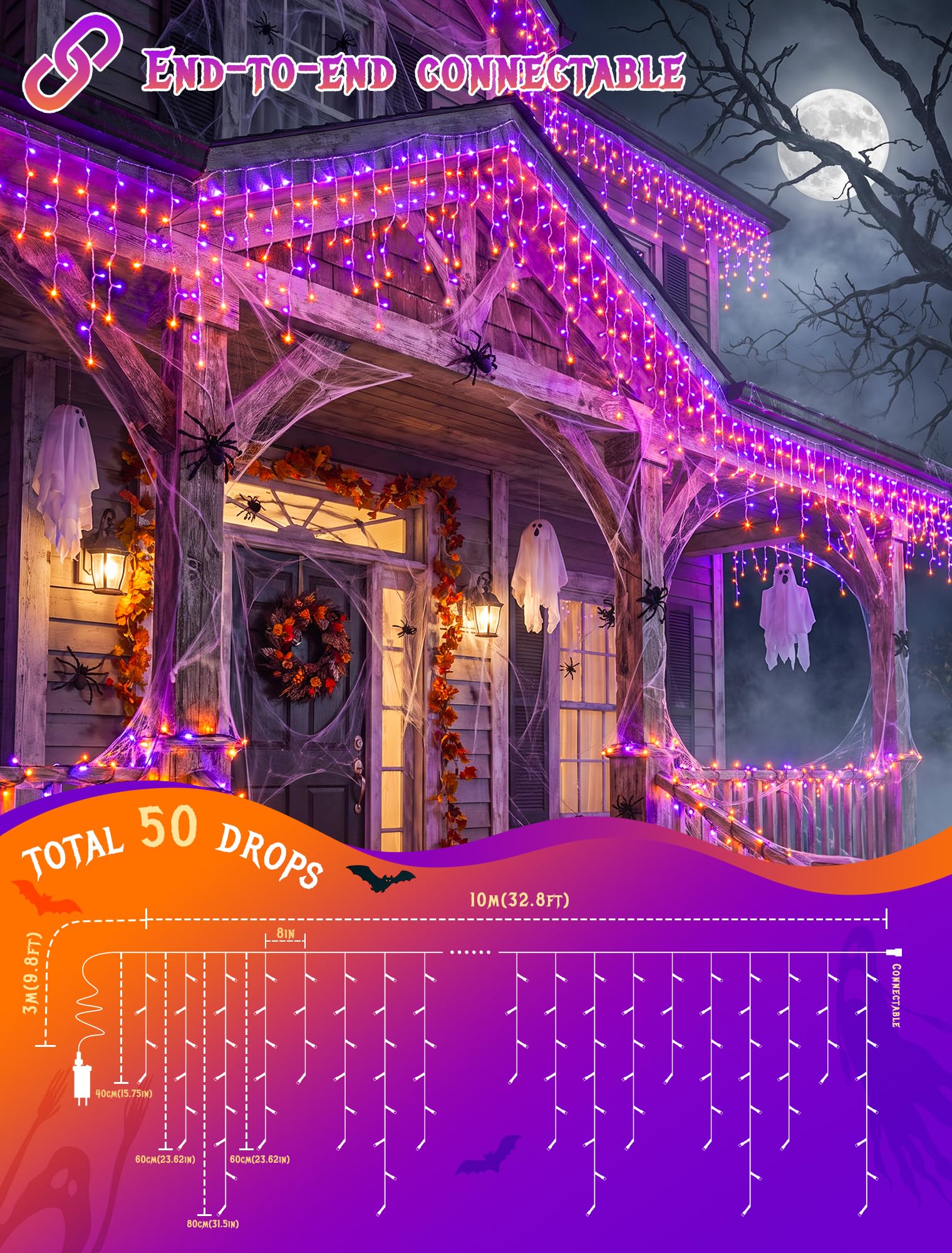 Świąteczne lampki w kształcie  – Halloween Led String Lights Orange recenzja i cena