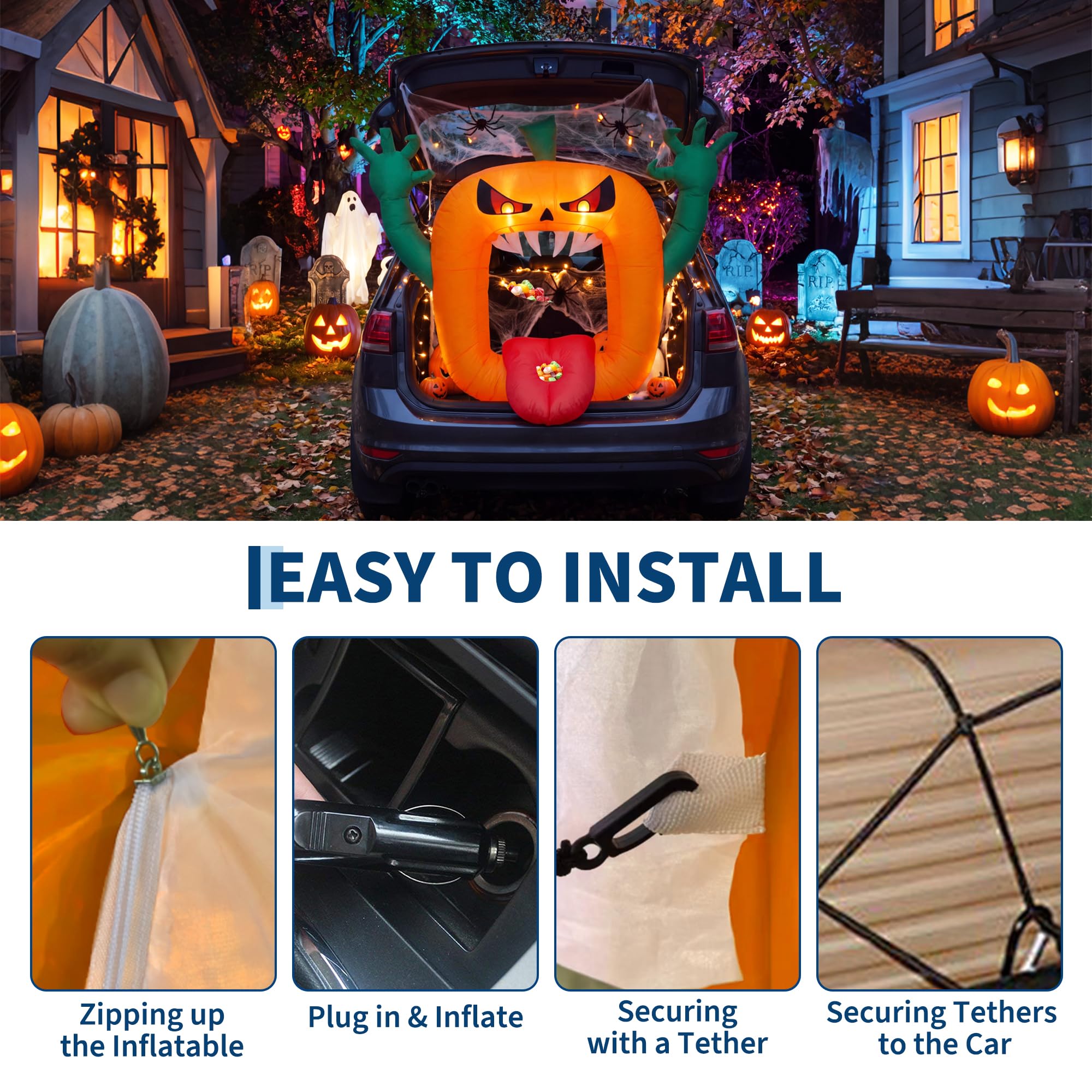 6FT dmuchane dekoracje na Hall – Halloween Pumpkin Decor Led recenzja i cena